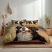 240 x 220 cm Bettwäsche Set Beige, Tier Hund Licht Bedruckte Microfaser Wendebettbezug Weiche Mädchen Winter Bettwäsche mit Reißverschluss für Schlafzimmerdekoration
