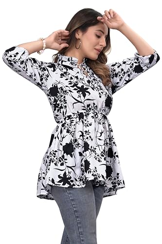 Image of Women Crepe Trendy Ruffel Tunic Tops
