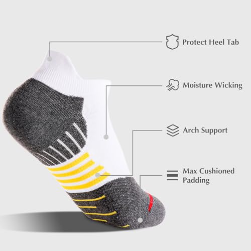 Jo's Quartma Compression Running Socks Low Cut 3/6 Pairs for Men & Women Thick Cushioned Athletic With Ankle Support3