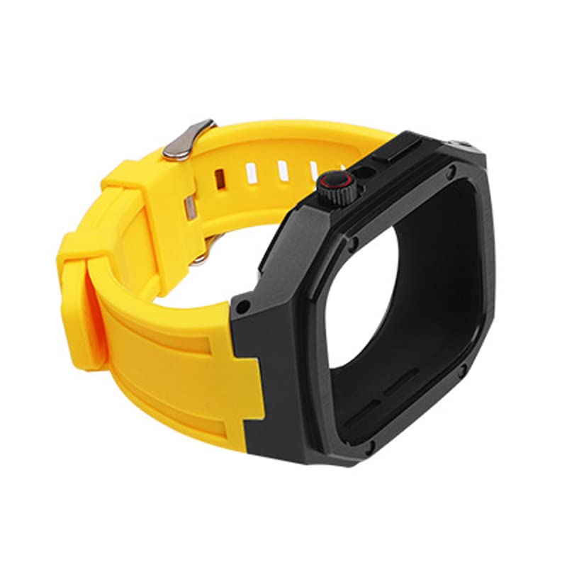 Boîtier en métal pour Apple Watch 45mm et 44mm, kit de modification luxe avec bracelet silicone
