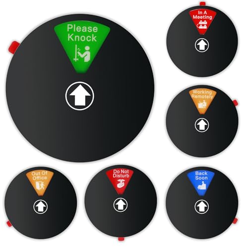 Office Privacy Door Sign with Rotating Status Indicator - 6 Inch Magnetic & Adhesive ABS Sign for Office/Home, 6 Modes (Do Not Disturb/Meeting/Remote Work) (Black)