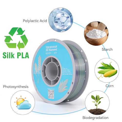Image of Silk Rainbow PLA 3D Printer Filament, 10 Rolls,1KG Spool(2.2lbs) 1.75mm 3D Printing Multicolor Gradient Filament Bundle for Most FDM 3D Printers,10 Different Silk Rainbow Colors