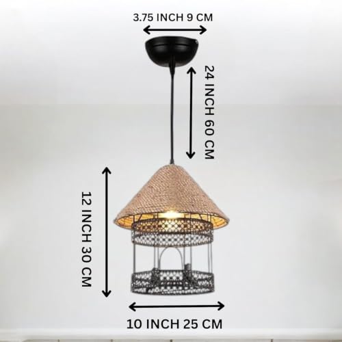 Image of Rustic Hanging Light for Home Metal & Natural Rope Pendant Light with Farmhouse Ceiling Hanging Lamp for, (Bulb not Included) Pack of 2
