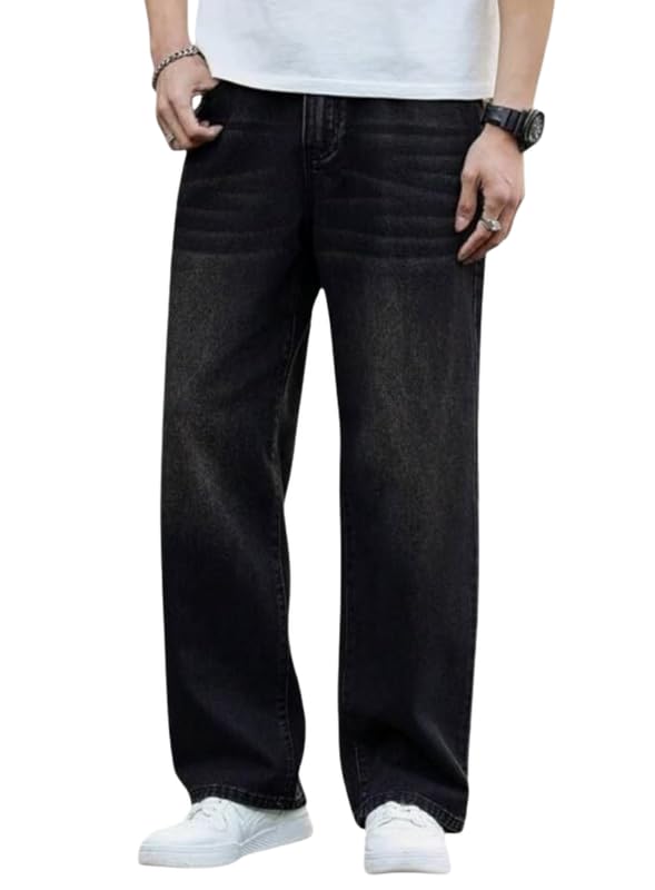 foram creation Men’s Baggy Wide Leg Denim Jeans Relaxed Fit Streetwear Pants Casual Hip Hop Skater Loose Fit Jeans for Daily and Urban Fashion Style-picture-10