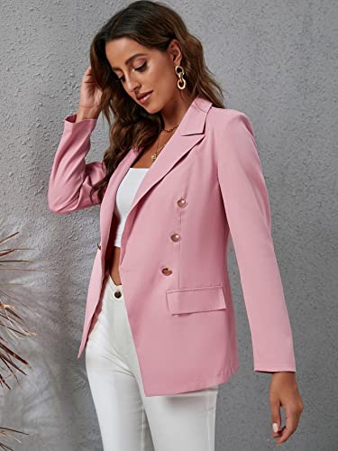 womens blazers dressy casual Lapel Collar Double Breasted Flap Detail Blazer4
