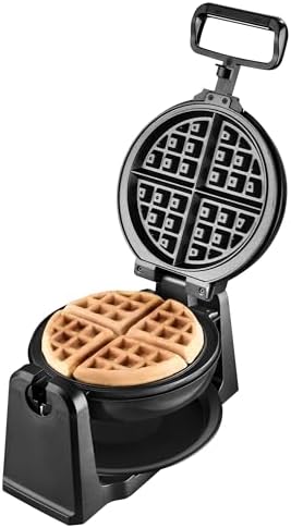 Team Kalorik Gofrera eléctrica giratoria de acero inoxidable, 100...