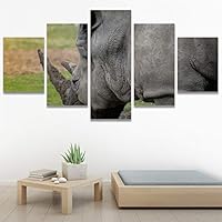 SIGNWIN 5 Panel Canvas Wall Art Animals Black and White Dramatic Duotone Modern Artwork for Home Decorations Ready to Hang - 60