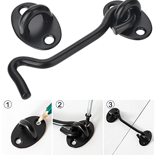 2 Pack 4” Door Latch Gate Latch For Wooden Fence Barn Door Lock Door Latch Lock Heavy Duty Black Gate Lock For Home And Patio #TOP6