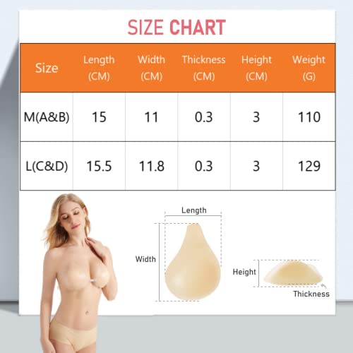Klebe Push-Up-BHs Satz – Trägerloser Unsichtbarer Silikon-Klebe-BH Aufkleben Frauen, Rückenfreier Lift-Up-BH für Körbchengrößen A/B/C/D (DE/NL/SE/PL, Alphanumerisch, M, Regular, Regular, Beige-2)