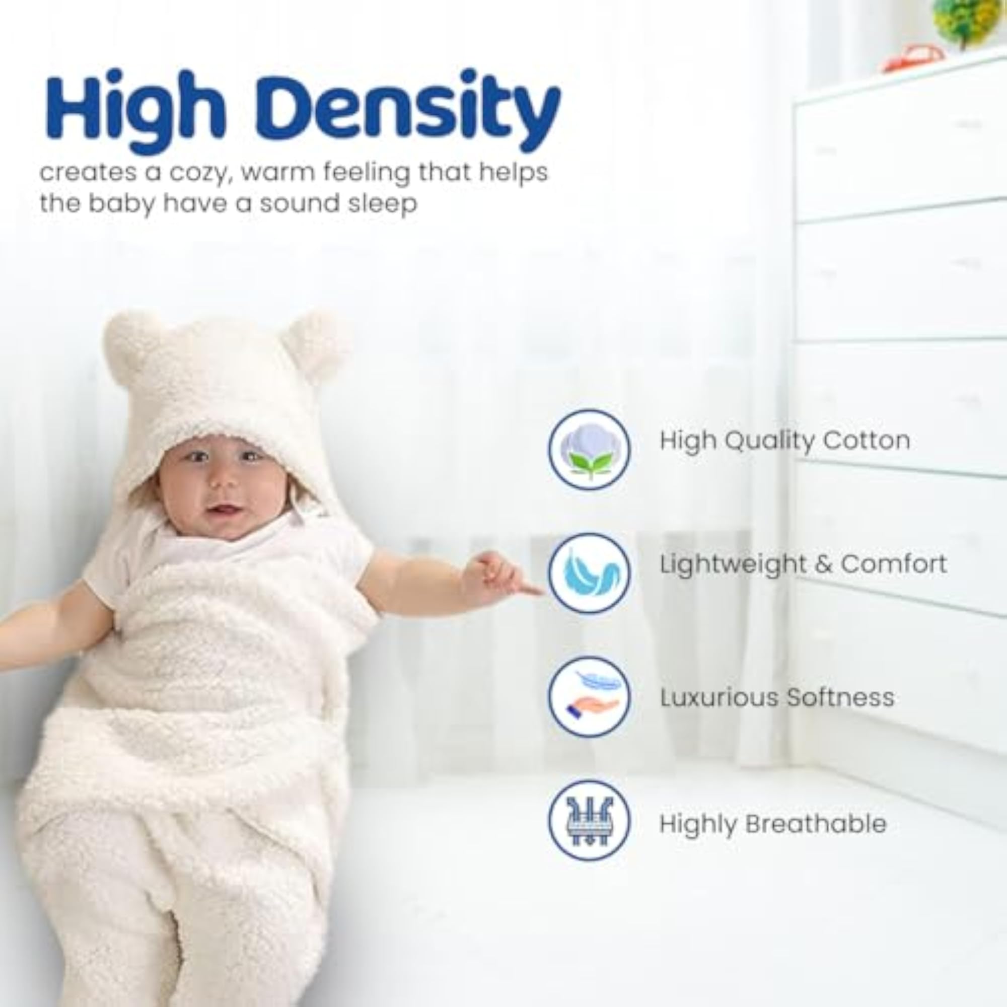 3-in-1 Hooded Baby Soft Blanket Wrapper