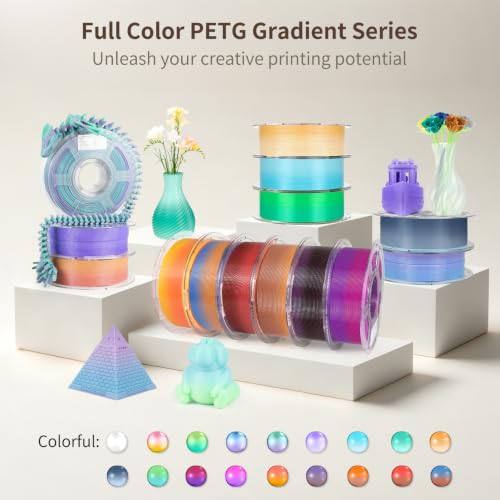 Image of IEMAI Translucent PETG Filament 1.75mm 1kg, Dual Color Gradient Amber to Brown 3D Printer Filament Up to 600mm /s Rapid Printing for Lampshades Artwork & Home Decor