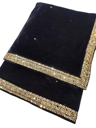 Image of Navti Creations Women's Stole Dupatta In Velvet With Cross Design Border (length -2.25m, Width-75cm)