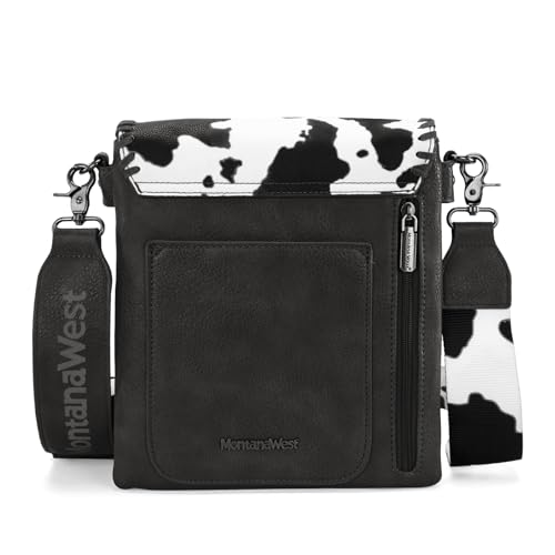 Image of Montana West Crossbody Bags for Women with Dual Compartments Western Cross Body Purse with Leopard Print Guitar Strap