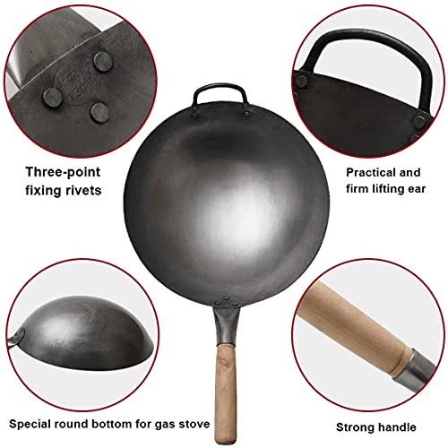 Wok de hierro fundido, 40 cm redondo para cocina miniatura 2