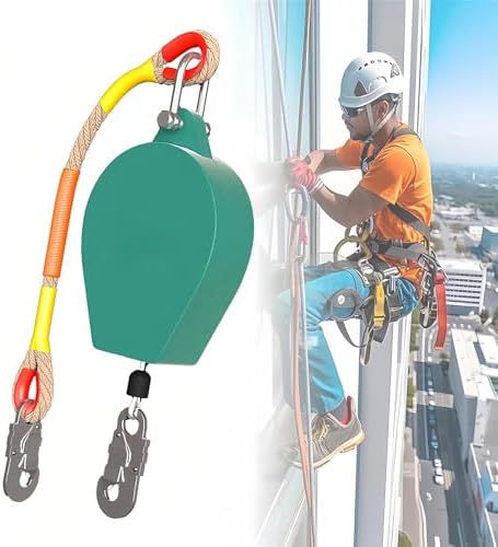 Retractable Fall Protection Rope, Personal Safety Limiter for Construction & Roofing, 150kg Load Capacity, Essential Height Safety Device, Durable & Reliable Safety Gear