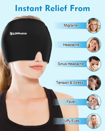 Migraine Relief Cap, Headache Relief Cap Headache Hat For Migraines 360° Form Fitting Head Gel Ice Wrap Cold Compress Hot Therapy For Sinus Tension Stress Headaches Olins Kako #TOP1