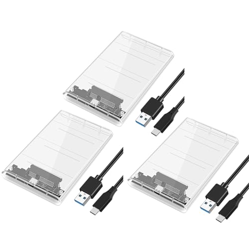 Bskivd 3X USB3.0/Type-C HDD エンクロージャー 2.5 インチ ハードディスク ケース SSD 3 to USB 3.0 透明 HDD ボックス USB C HDD ケース 5Gbps