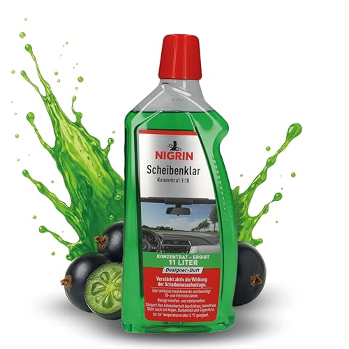 NIGRIN Scheibenklar Konzentrat 1:10 Designer Duft | 1 Liter | Reinigungszusatz für Autoscheiben und Scheinwerfer | entfernt Insekten Öl Fett | schlierenfrei | verhindert Streulicht | ab 5 C