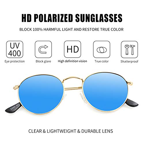 Image of Kursan Small Round Metal Polarized Sunglasses for Men Women Mirrored Lens Classic Circle Sun Glasses