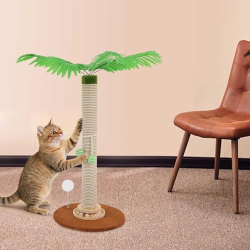 Rascador para gatos tipo árbol de 27.5 pulgadas con pelota colgante miniatura 3
