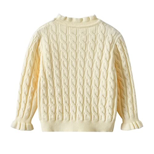 Kids Girl Cable Knit Ruffle Pullover Turtleneck Sweater Long Sleeve Knit Clothes Chunky Jumper Tops4