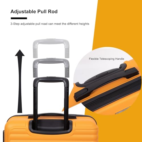 3 Piece Lightweight ABS Luggage Set with Wheels and Lock - Orange Travel Suitcase Set4