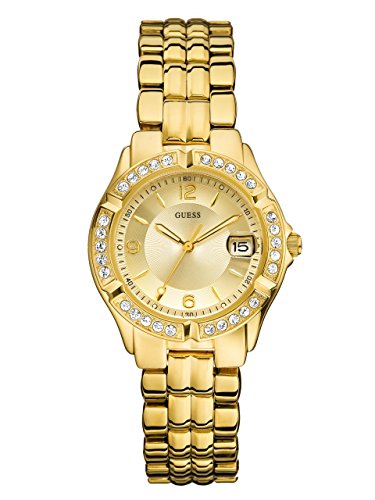 GUESS Gold-Tone Bracelet Watch with Date Feature. Color: Gold-Tone (Model: