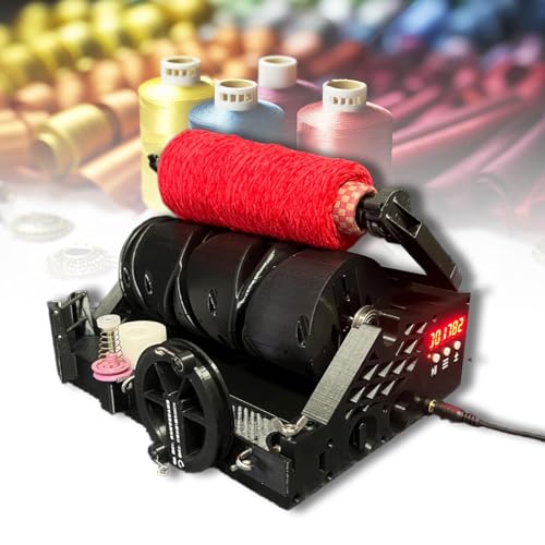 Bobinadora automática de cono de hilo, hilandero eléctrico con calculadora de longitud y pantalla de 6 dígitos, función de pausa automática, ideal para ganchillo y costura