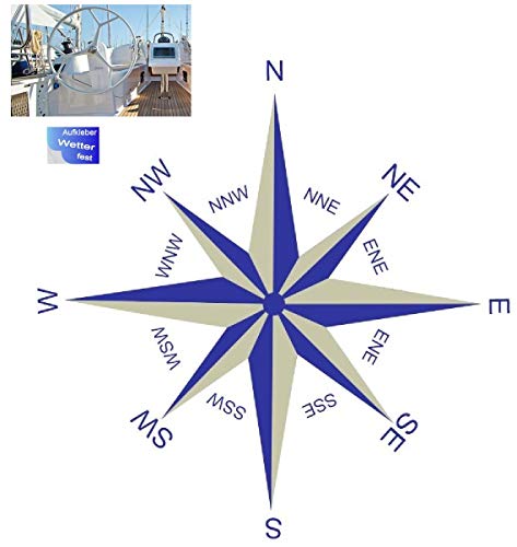 generisch Pegatina con forma de brújula, diseño de rosa de los vientos, símbolo náutico (Rt81/1) (10 x 10 cm)