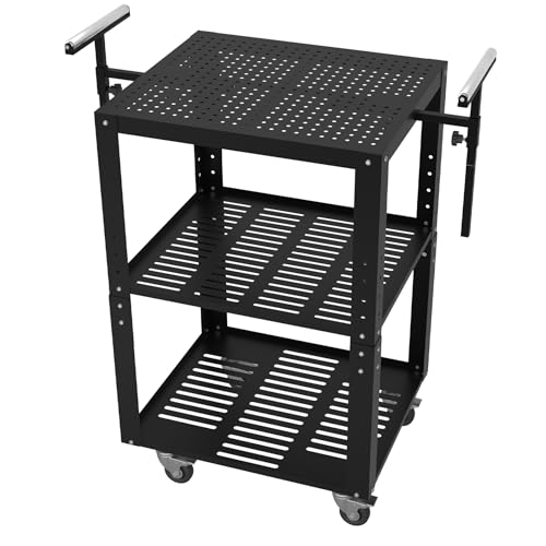 Image of Eastrexon Planer Stand with Roller, 27.6" x 24" Tabletop, 31"- 44.7" Height Adjustable, 550 LBS Capacity Tool Stand with 4 Swivel Casters & Storage Space, for Most Planers, Saws, Bench-top Machines