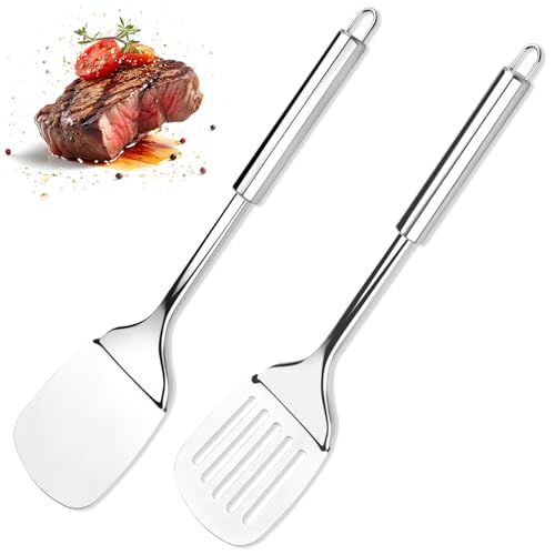 VMUTGA Juego de Espátulas de Acero Inoxidable, Espátula Sólida, Espátula de Cocina Robusta con Alta Resistencia Al Calor, Utensilios de Cocina Ideales para Pescado, Huevos