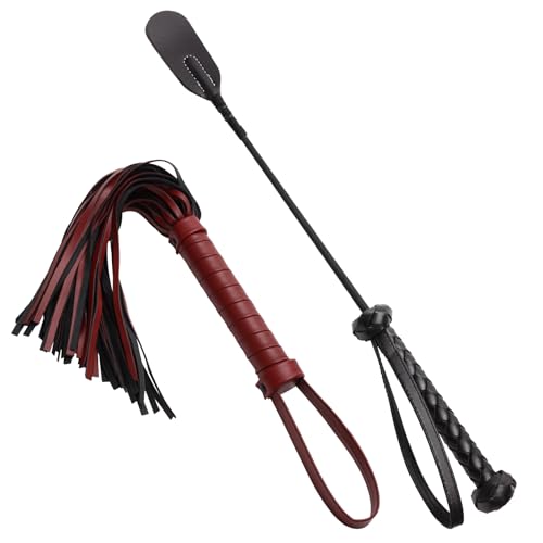 Coolrunner 2P Riding Crop for Horse Riding Crop 18 icnh+20inch Horse Whip with PU Leather Equestrianism Horse Crop Double Slapper Horse Whip Crops for Horses