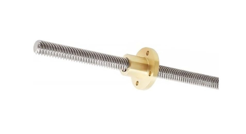 Tornillo T12 de acero inoxidable con paso de 10 mm for varilla trapezoidal de impresora y tuerca de latón(550mm)
