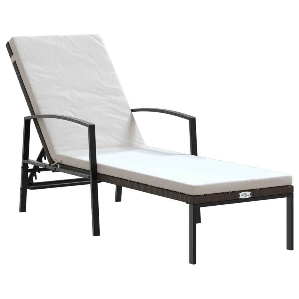 vidaXL Lettini Prendisole 2 pz con Tavolo in Polyrattan Marrone