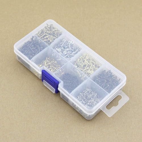 Image of 8 Different Sizes of Small Wooden Nails and Flat Tapping Screws Combination 1600pcs Contains a Tweezers & a screwdriver