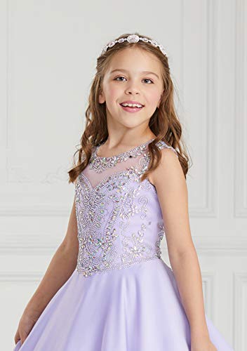 Junguan Girl's Crystal Beading Pageant Dress Princess Wedding Party Birthday Ball Gown3