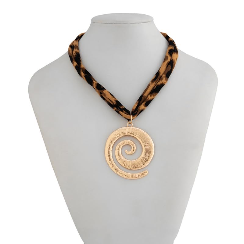 Tour de cou large imprimé léopard rétro avec pendentif vortex - 7