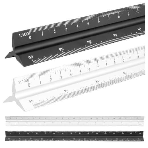 Escalimetro Profesional,2 Piezas Regla de Escala Triangular de Aluminio Métrica,1:100 1:200 1:250 1:300 1:400 1:500/1:20 1:25 1:50 1:75 1:100 1:150,30 cm Regla de Escala Arquitectónica para Ingenieros