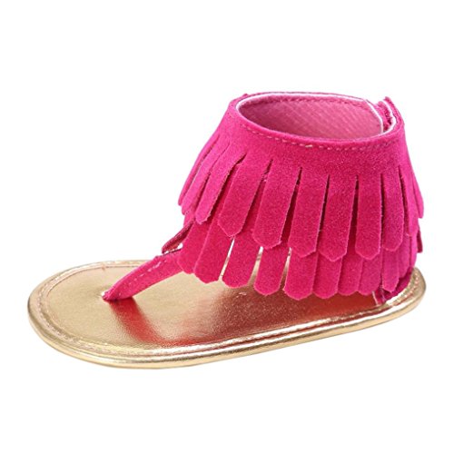 Zapatos Bebe Verano Xinantime Sandalias de Vestir Niña Zapatos Bebe Primeros Pasos Andadores Niñas Zapatos Bebé Aire Libre Borla Sandalias Zapatos de Princesa (6-12 Meses, Rosa caliente1)