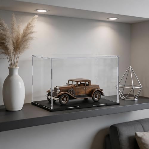 Image of Acrylic Display Case for Collectibles and Toys, Versatile Clear Acrylic Display Box with Black Base for Showcase and Displaying, 16x8x8-inch