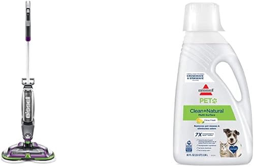 Bissell SpinWave 23157 - Trapeador giratorio inalámbrico para suelo duro, fórmula de limpieza natural para mascotas