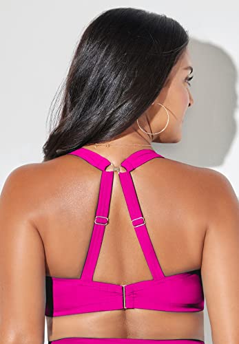 Swimsuits For All Women's Bra Sized Drape Front Underwire Bikini Top (Plus2