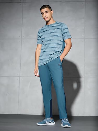 Image of TECHNOSPORT Men's Solid Trackpants DURACOOL+ Quick Dry Straight Fit Mid Rise Drawstring Polyester for Gym Training Outdoor Wear Anti Odour