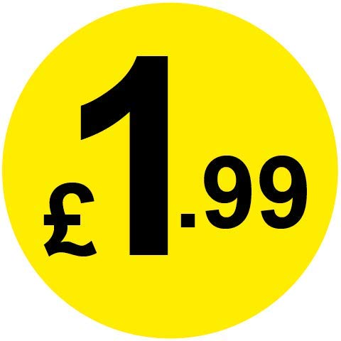 Permanent Adhesive - Black & Yellow 30mm Price Stickers/Labels from 10p to £5.25, 5000, £1.99 — image 1