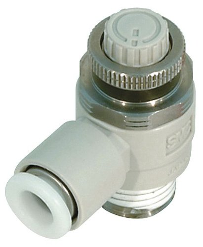 SMC AS2211FG-N02-07S Air Flow Control Valve with Push-to-Connect Fitting, PBT & Stainless Steel, Elbow, with Sealant, 1/4" Tube OD x 1/4" NPT Male (Pack of 10)
