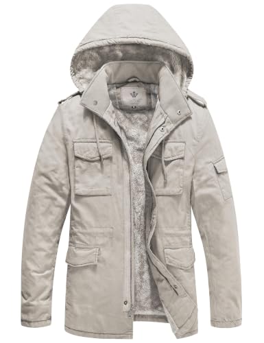 Image of WenVen Men's Winter Thickened Military Parka Jacket Warm Coat