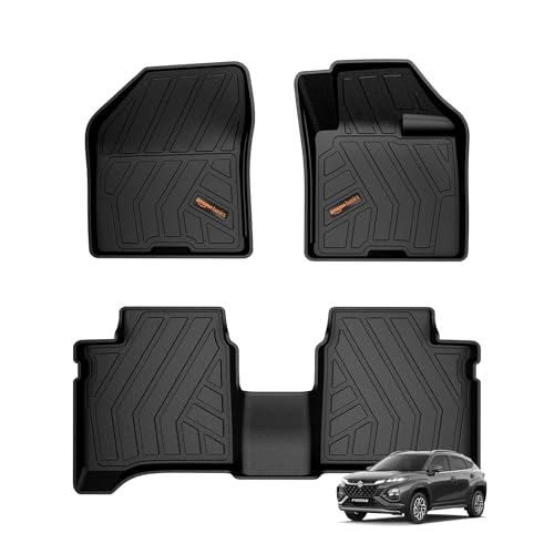 Image of Amazon Basics - 5D Car Floor Mats for Fronx (Apr 2023-Present, Black) | All-Weather Protection | Edge-to-Edge Fit| TPE