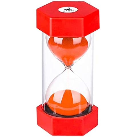 3 Minute Sand Hourglass Timer: Plastic Sand Clock 3 Minutes, Large Red Sand Watch 3 Min, Colorful Hour Glass Sandglass Timer for Kids, Games, Classroom, Kitchen, Decorative Cover