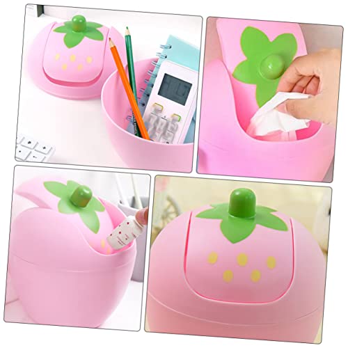 Mini caneca de basura rectangular con tapa rosa miniatura 4