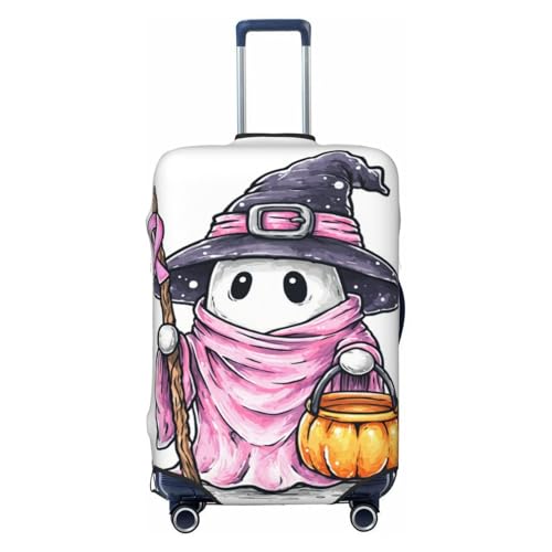 Cute Ghost Witch Holding A Bucket Elastic Travel Luggage Covers Dustproof Scratch-Resistant Suitcase Protector Fit 22-24 Inch